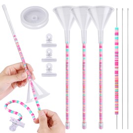 codree 3 Pack Beading Funnel Bracelet Making Kit- Clay Bead Beading Tools Kit- Beading Funnel Beading Needles for 0.24" Clay Beads Jewelry Making, Bracelets, Necklaces (Not Include Clay Beads)