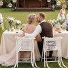 Breling 2 Pcs Lace Just Married Wedding Chair Signs Sweetheart