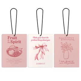 DSHFG Preppy Pink Bow Cute Fruit Spirit Christian Car Air Freshener Hanging 3Pcs, Trendy Pink Air Freshener for Cars Closet Drawer or Books, Lovely Car Accessories Mirror Decor Gifts for Women