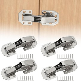 4PCS Soft Close Cabinet Hinge, No Pre-Drilled Cabinet Hinges, Surface Mount Kitchen Cabinet Hinges for Cabinet Doors with Screws