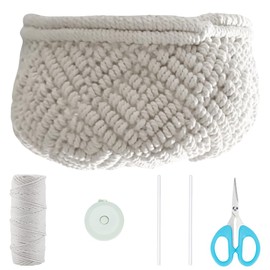 FREEBLOSS Makramee Korb Set Zum Organisieren von Boho Dekorkörben Aufbewahrungsbehältern Makramee Set Für Anfänger Mit Anleitung Dekorativer Aufbewahrungskorb