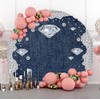 YongFoto Denim and Diamonds Round Backdrop Cover 7.5ft Blue Jeans