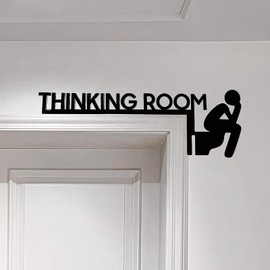 Funny Thinking Room Bathroom Wall Art Signs, Black Metal Door Decor (Right)