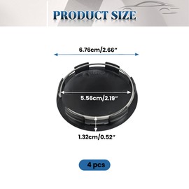 4 Pcs 2.68 Inch 68mm Black Wheel Center Caps Outer Diameter ABS Plastic Hub Caps Universal Snap-in Center Covers Polished Vehicle Rim Hub Caps Accessories Replacement for Most Cars