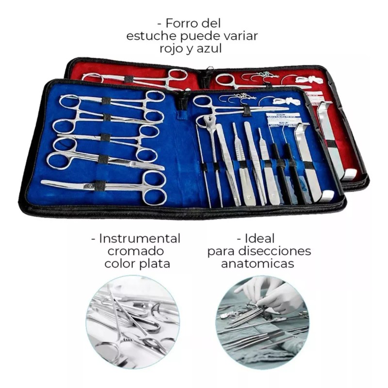 Hergom Premium Estuche De Disección Y Charola Mayo Acero Inox