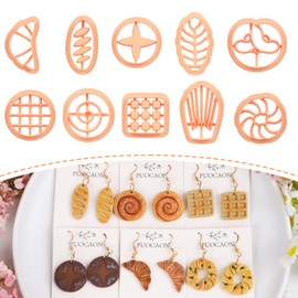 Puocaon Dessert Polymer Clay Cutters - 10 Pcs Clay Cutters for Polymer Clay Jewelry, Cute Bread Shape Clay Cutters for Earrings,Croissant Polymer Clay Cutters for Jewelry, Bakery Clay Earring Cutters