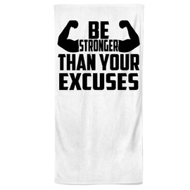 Power Towel das coole GYM Fitness & Sport-Handtuch mit Einer Botschaft | Verschiedene Motivations-Quotes| Größe 50 cm x 100 cm | Handtuch Mikrofaser Baumwolle (BE STRONGER THAN YOUR EXCUSES)