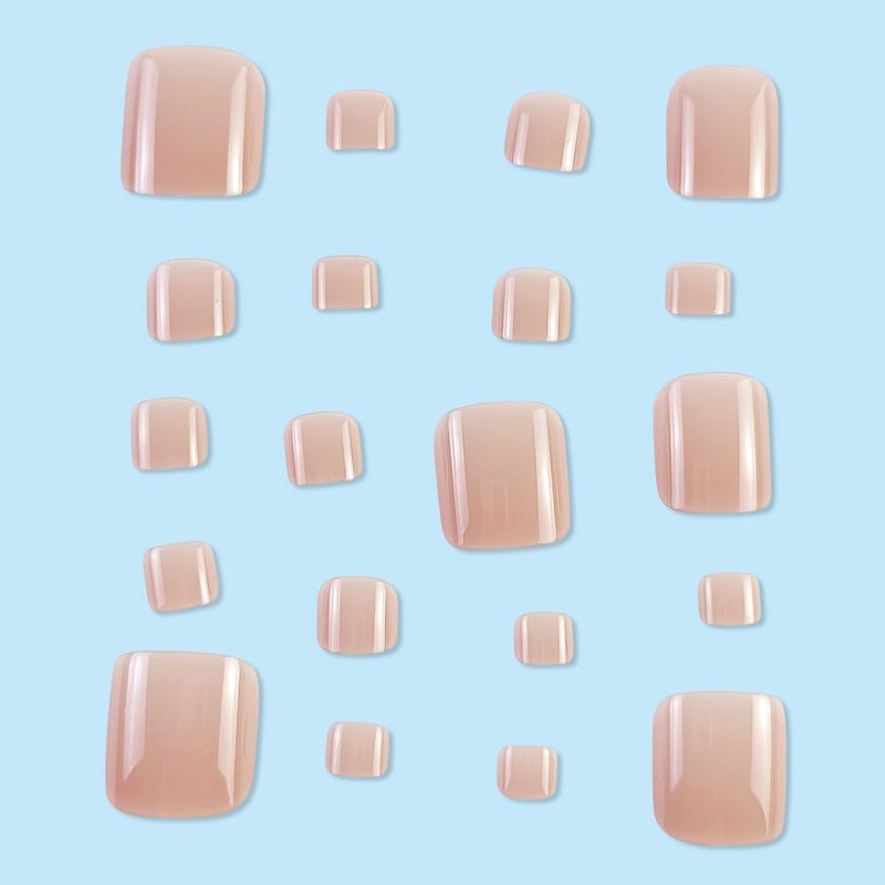 24Pcs Nude Press on Toe Nails Short Fake Toenails with
