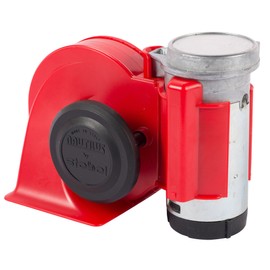 Stebel 12 Volt Red Nautilus Electric Air Horn Kit + Relay 139dB Loud and Great as an Upgrade for Cars - SUV - 4x4 - Buses - RVs - Motorbikes - Trucks - Utes