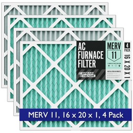 Spearhead [16x20x1, 4-PK] MERV 11+ EPA-Registered Odor Defense HVAC AC Furnace Filter w/Rigid Frame, Clog-Free Design, Verified Efficiency & Quiet Filtration