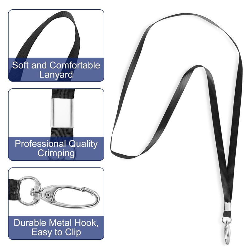 24 Pack Clear Name Tag Badge Holders with Lanyards Black