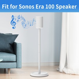 Heavy-Duty Speaker Stand for Sonos Era 100 Stand with Speaker Sticker - Cable Management Floor Speaker Stands Compatible with Sonos Era 100 Speaker Stand Easy to Install for Better Sound, White
