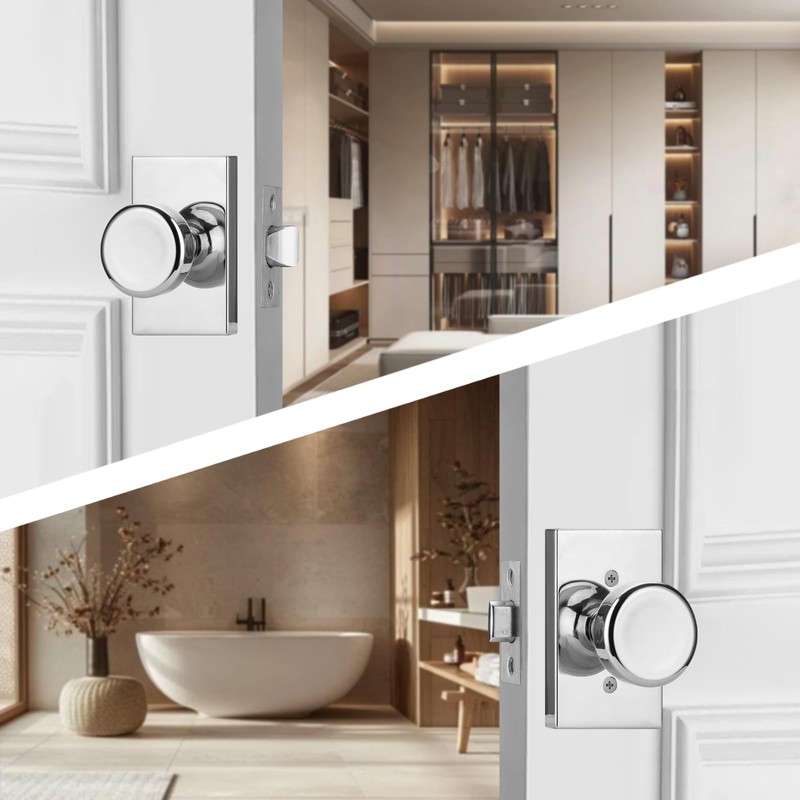 STARPY Interior Door Knobs for Hall, Polished Chrome Door Handles
