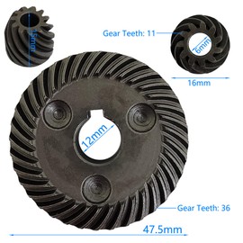 2 Sets Metal 36-Teeth Gear 11 Tooth Spiral Bevel Pinion Compatible With Makita 9553-9555 9557 9558 Angle Grinder Electric Tool Replacement Parts