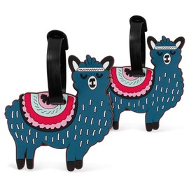 Miami CarryOn Novelty Collection Luggage ID Tags (2-Piece) (Navy Llamas)