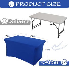 Rainberg Spandex Table Cover, Black Tablecloth 6FT, Washable and Wrinkle Resistant Stretch Rectangular Patio Table Cover for Event, Wedding, Banquet & Parties. (183Lx76Wx76H) cm (Blue, 4FT)