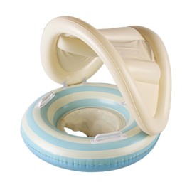 HYNTOOR Baby Swim Ring for Children, Foot Mount, Removable Sunshade, UV Protection, Float with Handle for Toddlers, Pool, Swimming Ring, Strong Buoyancy, 1 - 4 Years, 50.9 lbs (23 kg) (Blue)