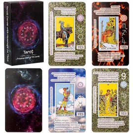 Tarot Cards with Meanings on Them, Tarot Cards for Beginner, Learning Tarot Cards Set, Tarot Deck Fortune Telling Game, Keywords, Chakra, Planet, Zodiac, Element, Yes or No, Affirmations