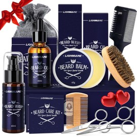 Beard Care Kit for Men Gifts, LIONMANE Beard Grooming Set, Moisturize Beard