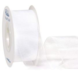 Ribbli White Sheer Organza Ribbon,1-1/2 Inches x Continuous 50 Yard Use for Gift Wrapping,Bouquet Wrapping,Wedding Decoration,All Crafting and Sewing