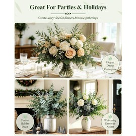 100 Pcs 10 Kinds Mixed Artificial Eucalyptus Stems, Faux Greenery