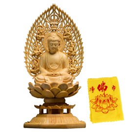 Felimoa Carved Wooden Buddha Statue Figurine Buddha Statue Included Height 6.7 inches (17 cm)