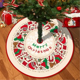 Christmas Tree Skirts, 90 cm Christmas Tree Skirt Christmas Tree Decoration Plush Round Tree Blanket with Santa Claus Pattern Christmas Tree Stand Rug for Christmas Holiday Decorations