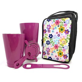 Bar Tote Set - Fun Floral Design - Purple Bar Tools