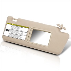 [Right/Passenger Side] OE Style Beige Tan Sun Visor w/Mirror Compatible with 05-15 Toyota Tacoma