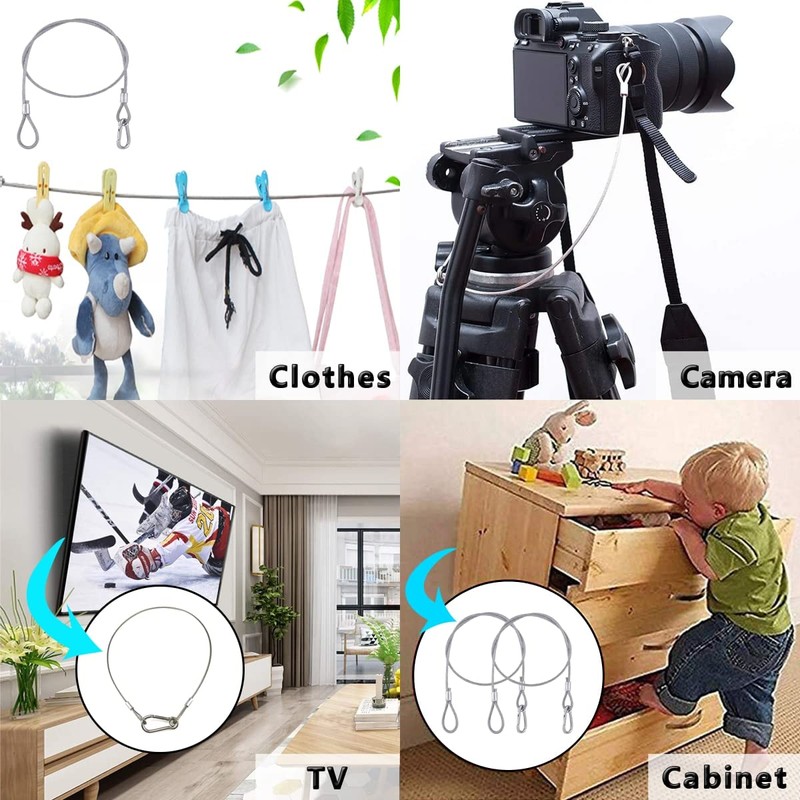 Lsqurel 5 Pack Stage Light Safety Cable Stainless Steel Security