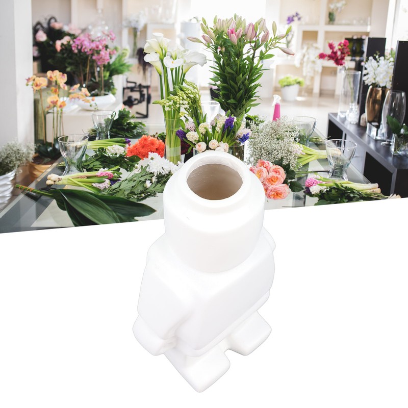 Little Robot Flower Vase Entryway Ornament Resin Flower Vase Decoration