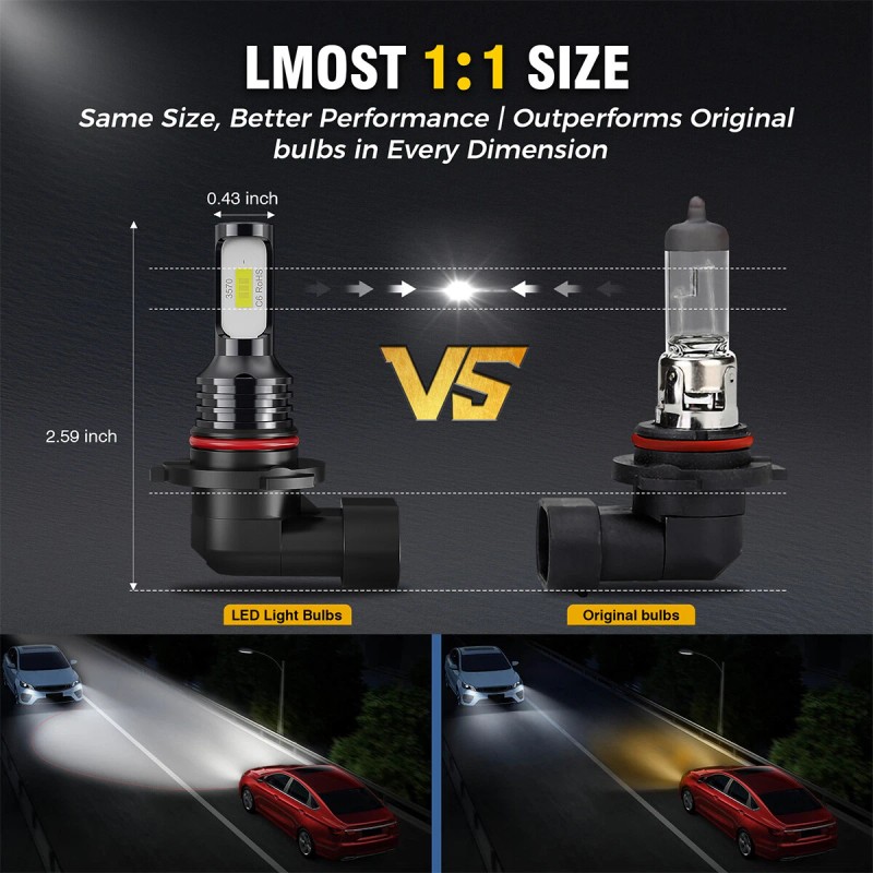 AUIMSOCO 9005 9006 LED Headlight Kit Combo Bulbs 10000K High