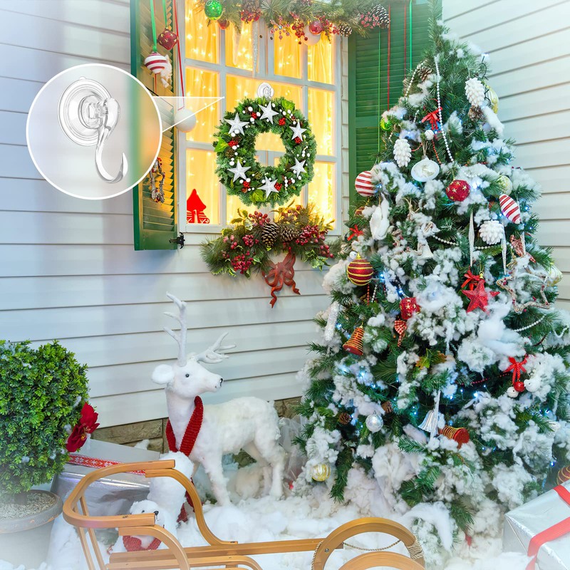HMSEC Suction Cup Hooks, Heavy Duty Wreath Hanger Recyclable Suction