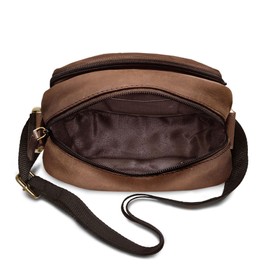 ROYALZ Genuine Leather Shoulder Bag Men's Leather Small 'Phoenix' Modern Vintage Shoulder Bag for Men Leather Bag in Compact Design Messenger Bag Side Pocket Crossbody, Montana Brown, vintage