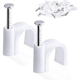 100PCS Round Cable Clips, 8MM Electrical Cable Wall Clip Cable Nail Clips Management, Wire Tidy Clips Pins Cable Tacks for Ethernet, Electrical Cables, Wires, White