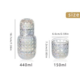 BFYDOAA Bedside Water Carafe with Tumbler Glass - Crystal Pitcher and Drinking Glass Set for Guest Room,Office,Bedroom,Bathroom