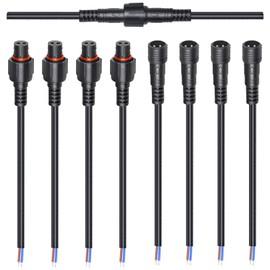 wecan 2 Pin Waterproof Cable Connector Kit 22AWG 11" Male/Female with Tinned Connector for Waterproof Cable Connectors (Set of 4, Black)