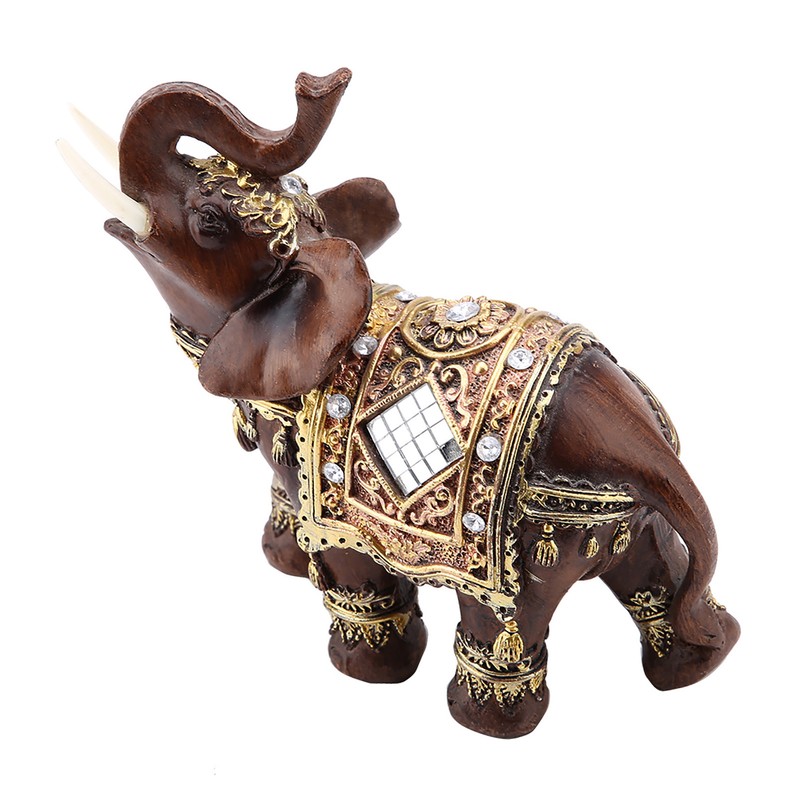 Lucky Feng Shui Wood Grain Elephant Statue Sculpture Wealth Figurine