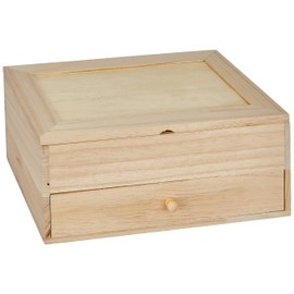 Artemio Schmuckkiste mit 6 Fächern,aus Holz,mit Spiegel und Schublade,Beige, 26 x 17,5 x 11,5 cm