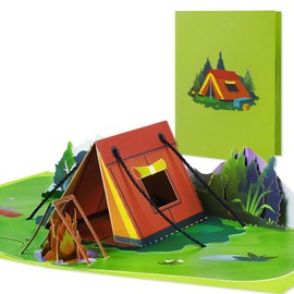 Magic Ants Tent Camping Pop Up Card with Fire Pit - 3D Handmade Greeting Card for Father's Day, Birthdays, Thank You, Anniversary, for Camper, Trailer, and Camping Fans - Includes Envelope