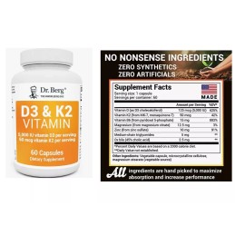 Dr Berg Vitamin D3 K2 With MCT Oil Includes 5,000 IU of Vitamin D3, Easy Absorb