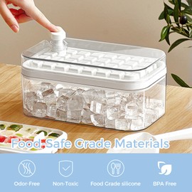 Ice Cube Tray,Food-Grade Ice Cube Moulds with Lid,Release All Ice Cubes in One Second,BPA-Free,64 Ice Cube Tray Square(White)