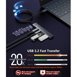 Aceele Hub USB C de 10 Gbps, 4 puertos USB 3.2 HUB con 2 puertos USB-C 3.2 y 2 puertos USB-A 3.2, divisor extensor de puerto USB de 3.2 pies, adaptador multipuerto USB C a USB A Hub para computadora
