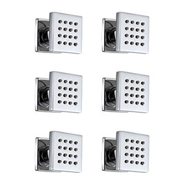 6 pcs Bathroom Water Saving Shower Square Solid Brass Body Sprays Massage with Chrome Finish Spa Jets Sets In Wall Shower Accessories