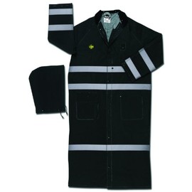 MCR Safety FR267CX2 60-Inch Classic Plus PVC/Polyester Flame Resistant Ridercoat with Detached Hood, Black, 2X-Large