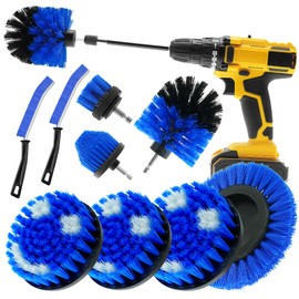 TOWBRUS 10 Pack Drill Scrubber Brush Kit, Crevice Cleaning Brush for Grout, Floor, Tub, Shower, Tile, Sink, Bathroom, Kitchen, Car, Ideal for Cleaning Tight Corners and Hard-to-Reach Areas