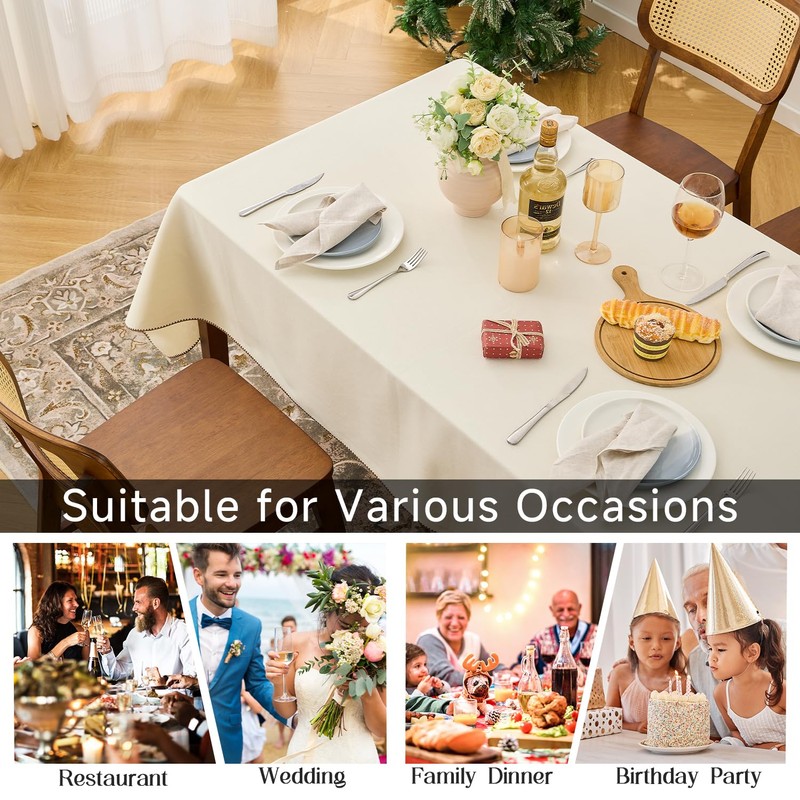 Simple&Opulence Rectangular Table Cloth 140 x 200cm,Cotton Canvas Tablecloth,Waterproof Wrinkle