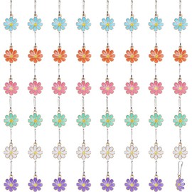 DICOSMETIC 48Pcs 6 Colors Flower Zipper Pull Charms Flower Alloy Enamel Zipper Decorative Flowers Zip Pull Extended Zippers Pulls for DIY Sewing Dress Tailor Craft Backpacks Purses