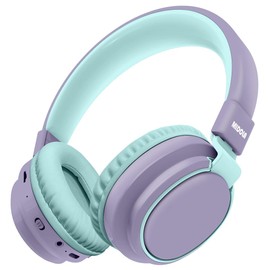 MIDOLA Kids Headphones Bluetooth 5.3 Wireless 60H Play Time Volume Limited 85/110dB Over Ear Foldable Protection Headset/Wired Aux Built-in Mic for Boy Girl Travel School Pad Tablet Purple