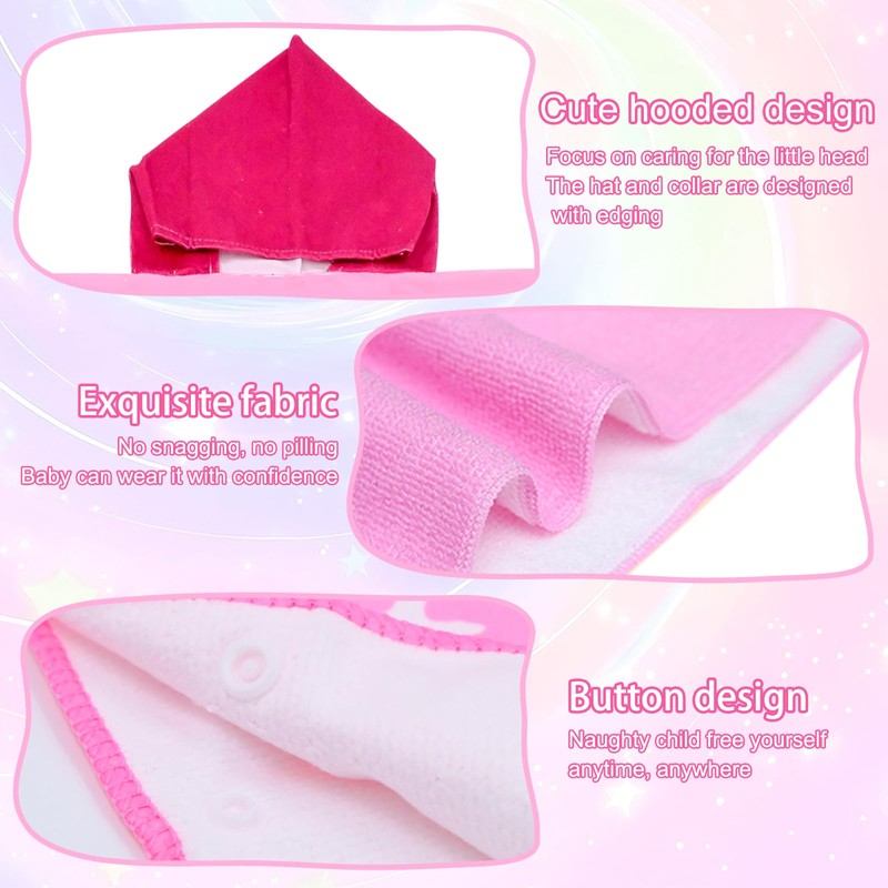 Uryxery Kids Hooded Poncho Towel - Pink Unicorn, 23.6×47.2in (60×120cm)
